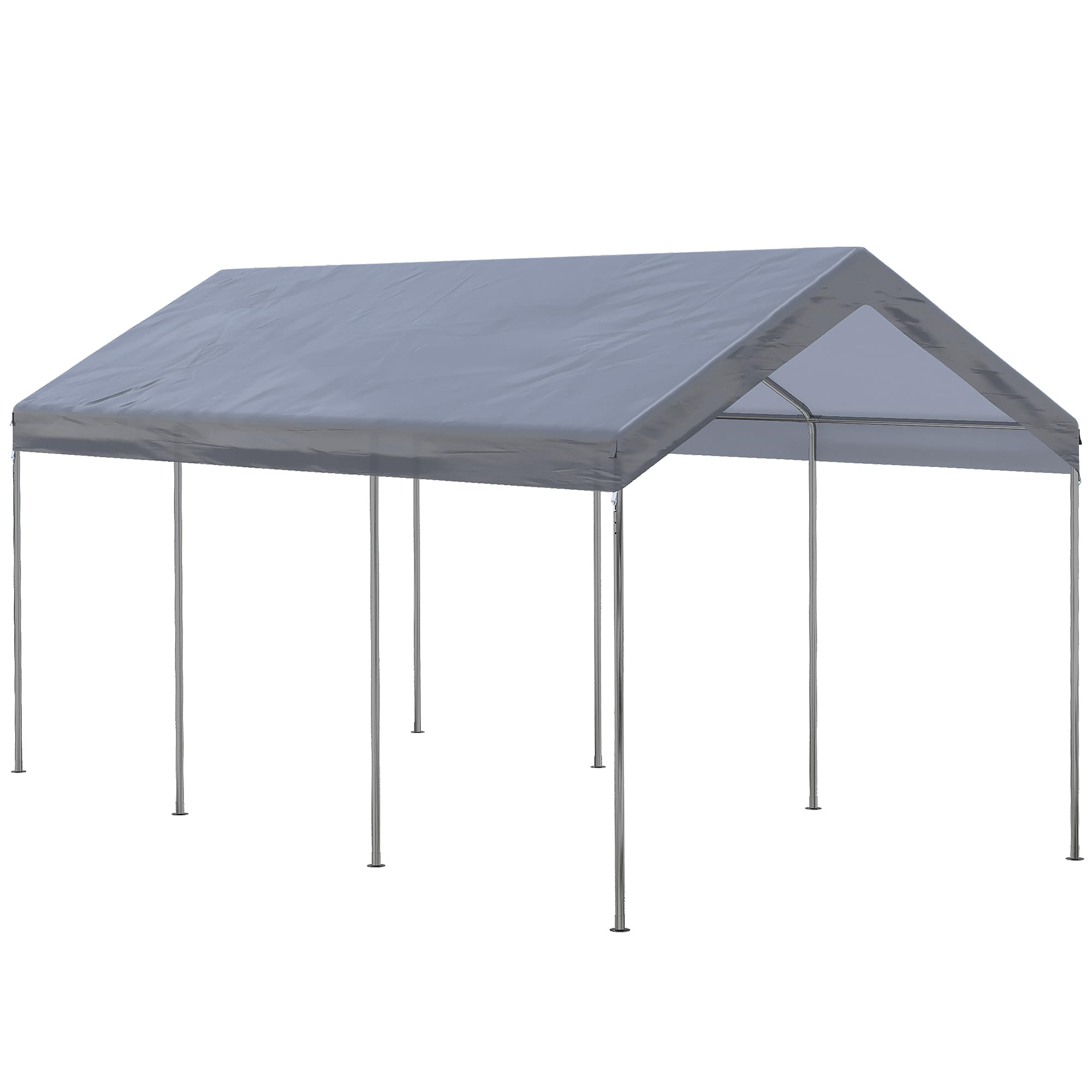 Outsunny 10' X 20' Party Tent And Carport, Height Adjustable Portable Garage, Outdoor Canopy Tent 8 Legs Without Sidewalls For C