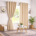 Roseate 100% True Black Out Curtains (7 Feet/Set of 2) Solid Room Darkening Curtain & Thermal Insulated for Bedroom, Living Room