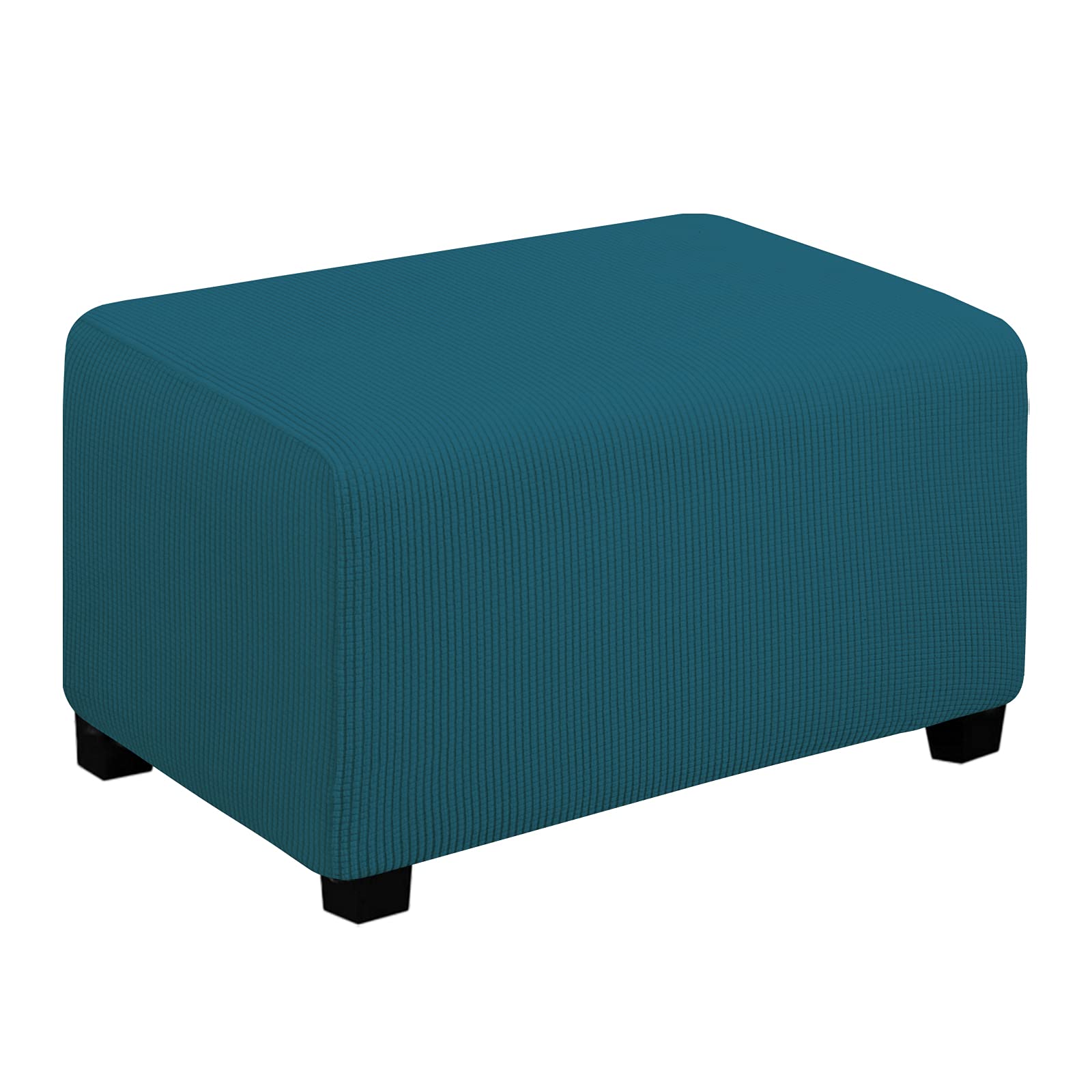 Easy-Going Stretch Ottoman Cover Folding Storage Stool Furniture Protector Soft Rectangle Slipcover With Elastic Bottom(Ottoman Small,Peacock Blue)
