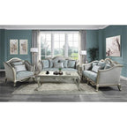 Acme Furniture Linen Upholstery Loveseat, Light Gray and Champagne