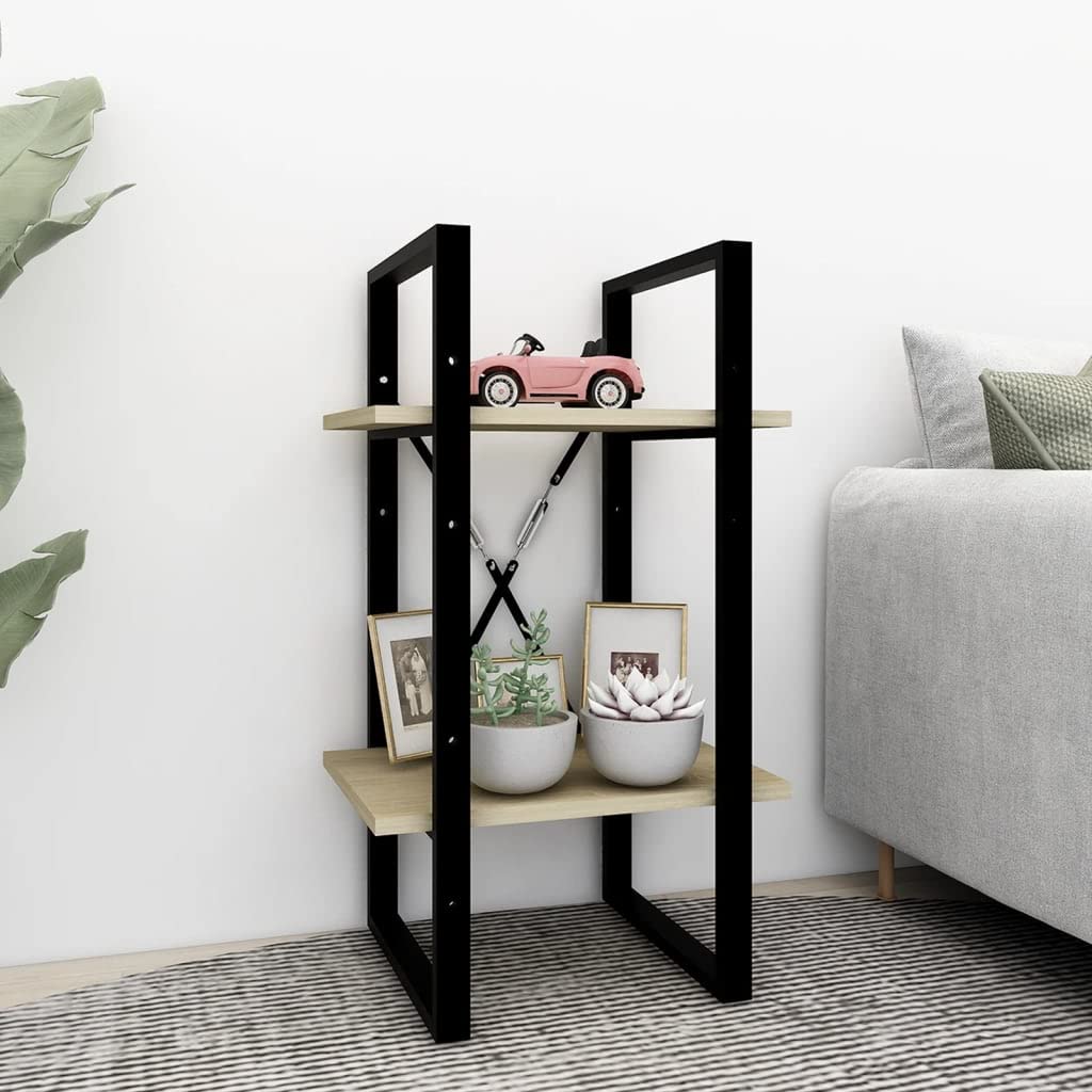 vidaXL 2-Tier Book Cabinet Sonoma Oak 15.7&quot;x11.8&quot;x27.6&quot; Chipboard