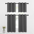 Nicetown Kitchen Curtains Tiers Sets For Windows - Thermal Insulated Home Decor Blackout Grommet Window Treatment Drapes For Camper Rv (29W By 36L With 1.2 Inches Header, Grey, 1 Pair)