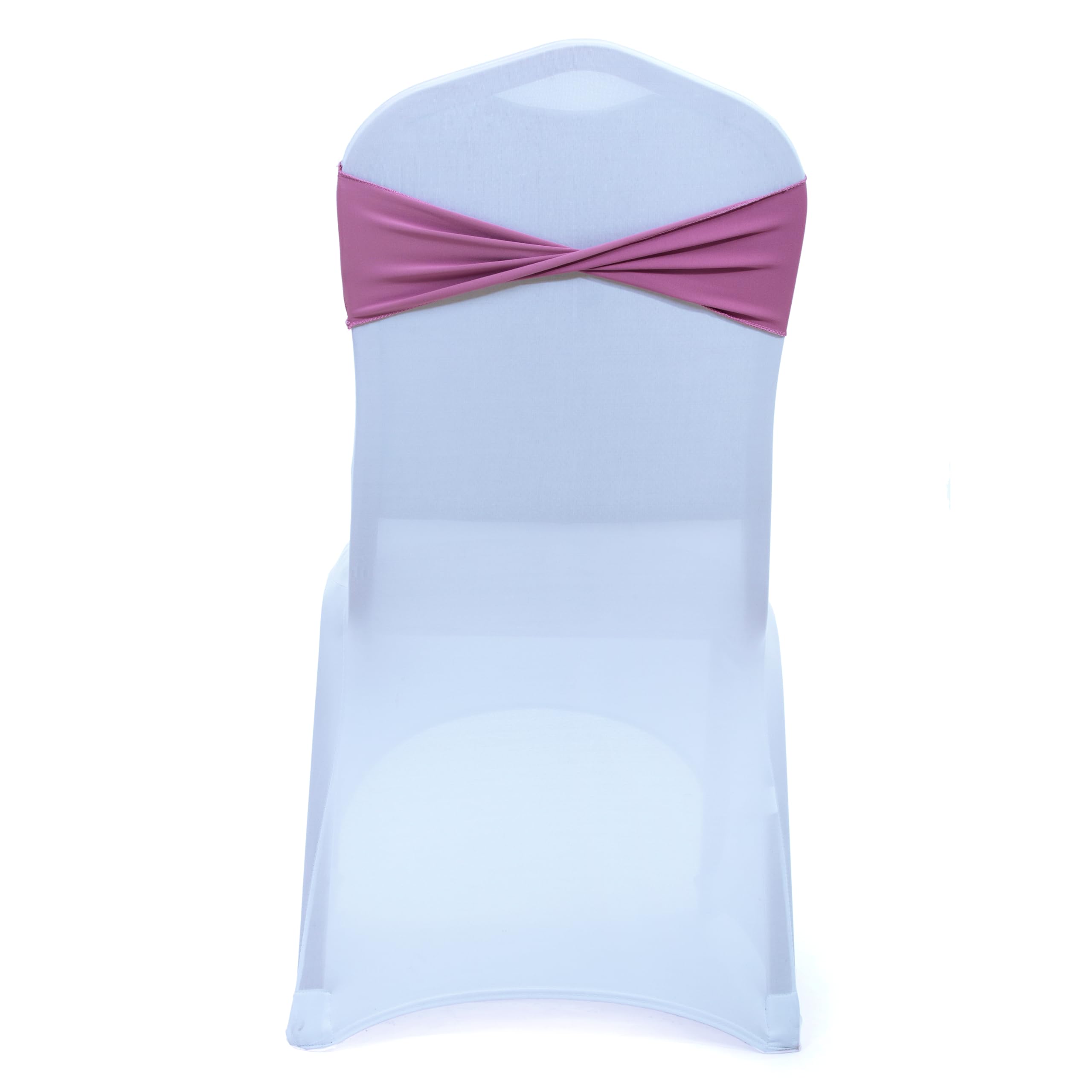 Mds Pack Of 10 Spandex Chair Sashes Bow Sash Elastic Chair Bands Ties Without Buckle For Wedding And Events Decoration Lycra Slider Sashes Bow - Dusty Pink