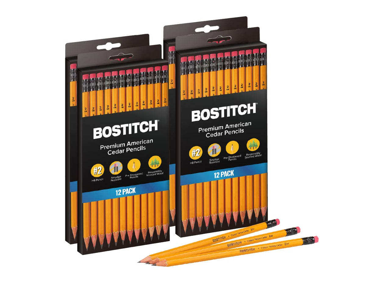Bostitch Office Premium #2 Pencils, American Cedar Wood, Pre-Sharpened, Hb Graphite, 48-Pack