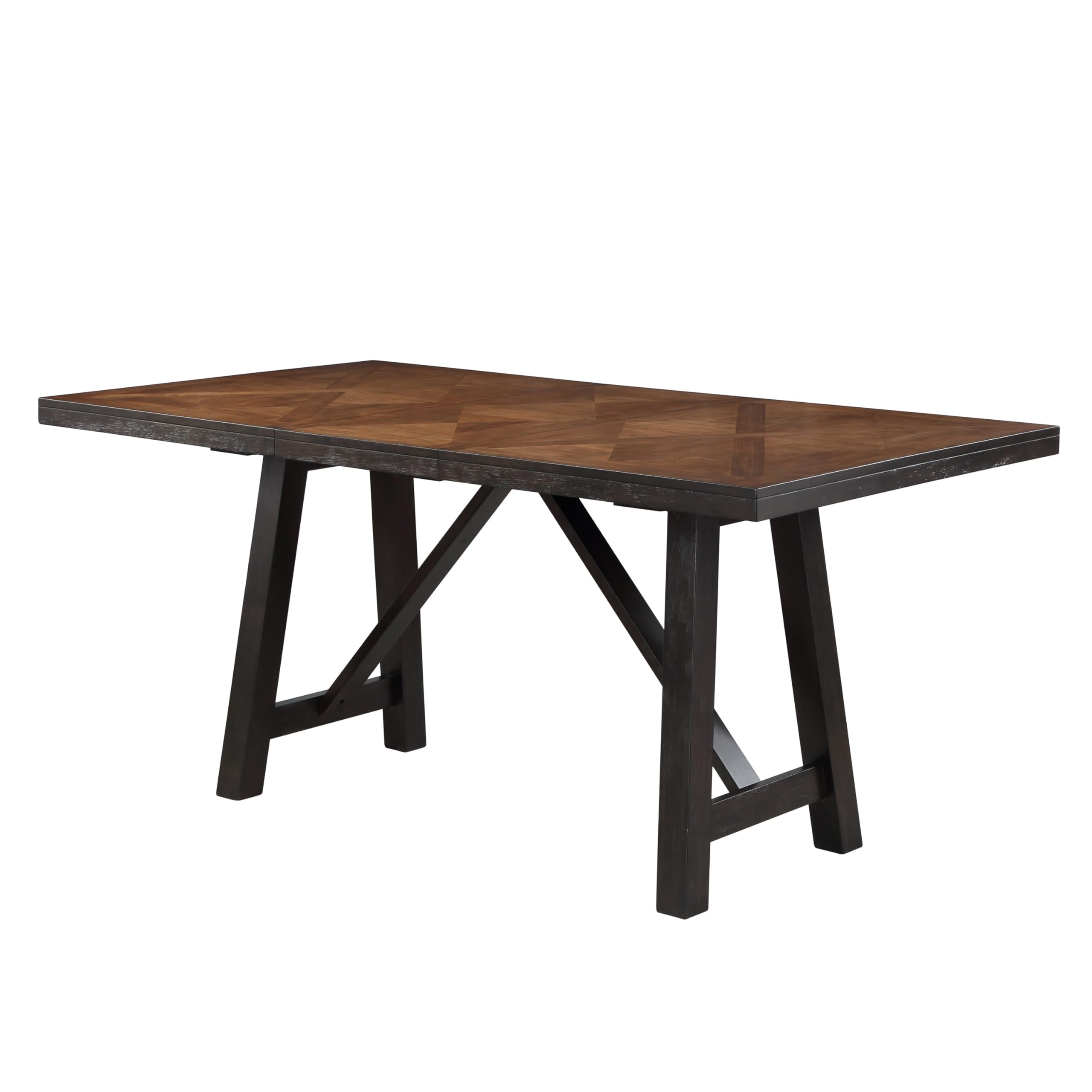 Steve Silver Co Halle Counter Dining Modern Farmhouse Style, Overlapping Diamond Veneer Top, Ebony Finish Table, Brown