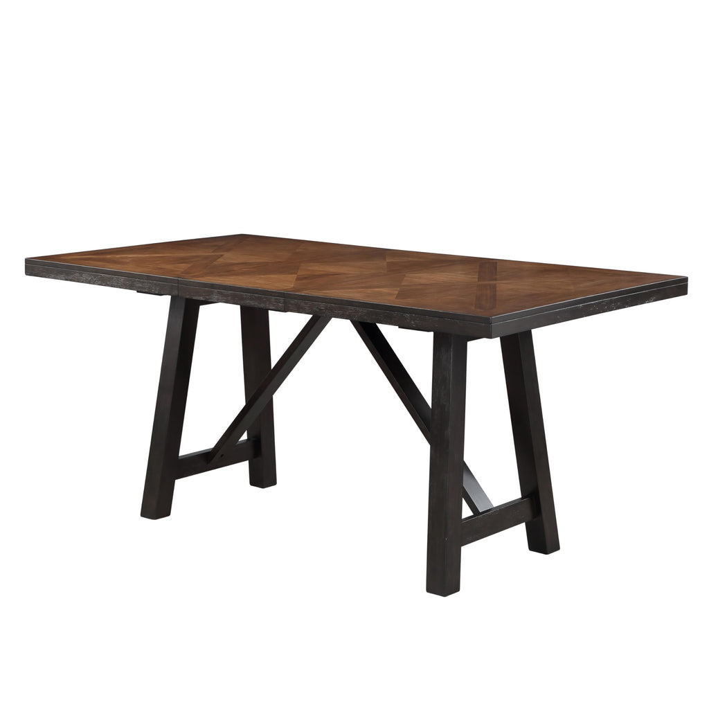 Steve Silver Co Halle Counter Dining Modern Farmhouse Style, Overlapping Diamond Veneer Top, Ebony Finish Table, Brown