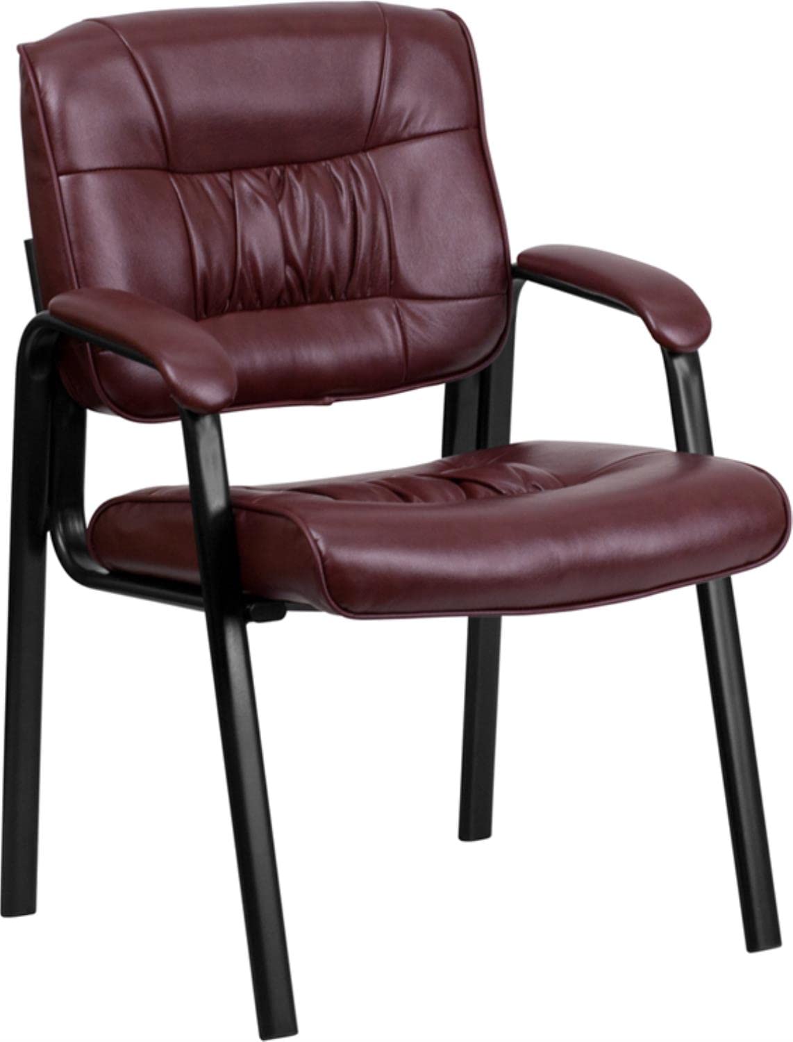 Flash Furniture Haeger LeatherSoft Tufted Executive Reception Chair with Padded Armrests, Upholstered Side Chair for Living Room or Office, Burgundy