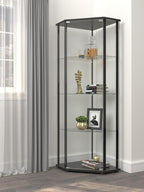 Coaster Home Furnishings Zenobia Glass Shelf Curio Cabinet Clear and Black