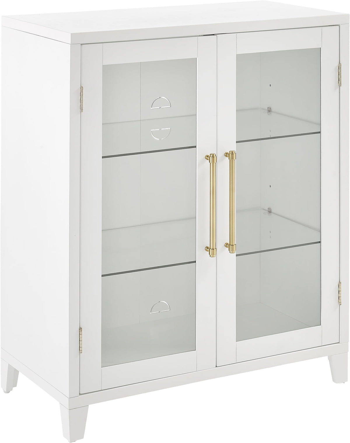 Crosley Furniture Roarke Stackable Glass Door Kitchen Pantry Storage Cabinet, Accent Cabinets for Entryway, White