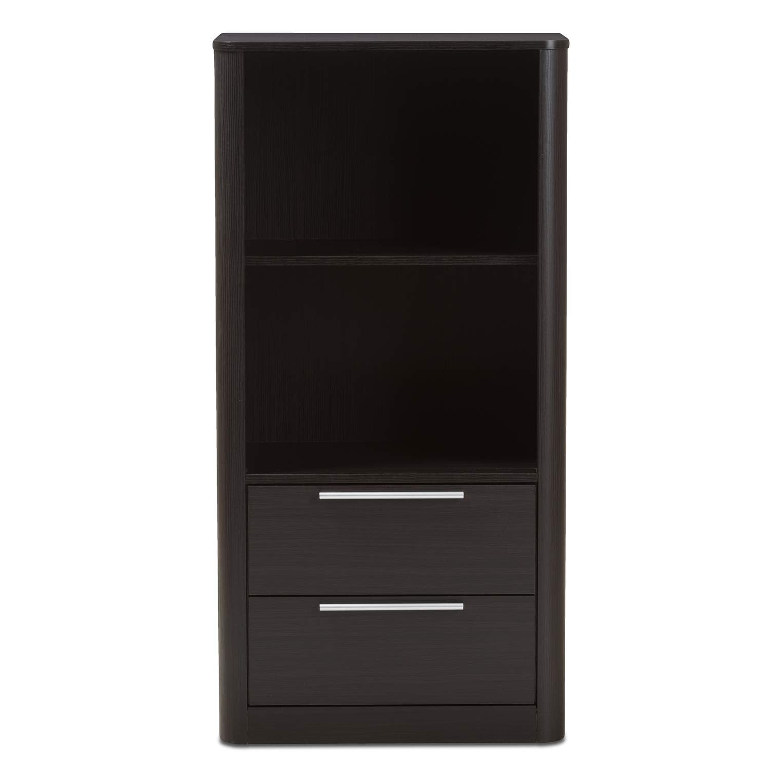 Baxton Studio Carlingford 2 Shelf Bookcase in Dark Brown