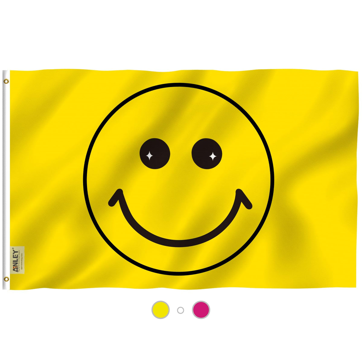 Anley Fly Breeze 3X5 Foot Yellow Happy Face Flag - Vivid Color And Fade Proof - Canvas Header And Double Stitched - Happy Face F