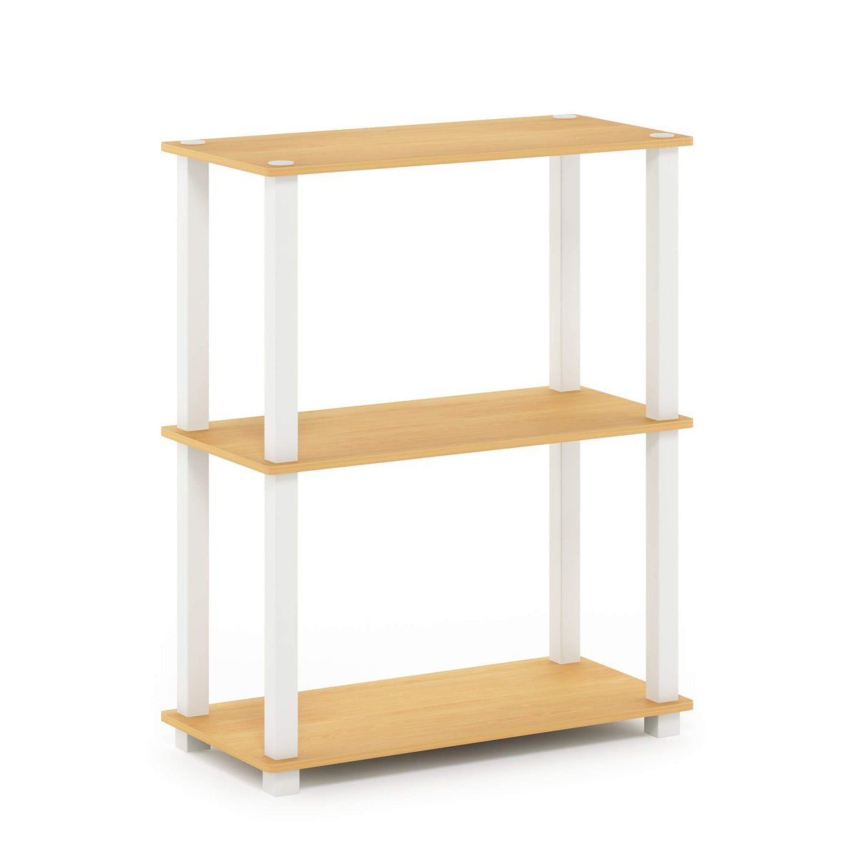 Furinno Turn-S-Tube 3-Tier Compact Multipurpose Shelf Display Rack, Square, Beech/White, 3-Tier Square Tubes