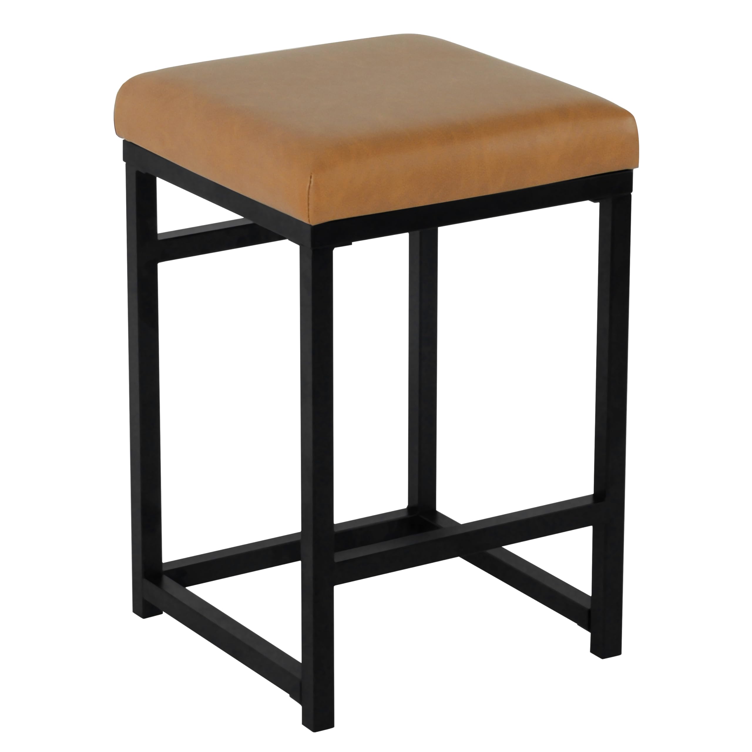 HomePop Home Decor | Modern 24-Inch Counter Stool | Backless Metal Frame Bar Stools Counter Height | Decorative Home Furniture, 