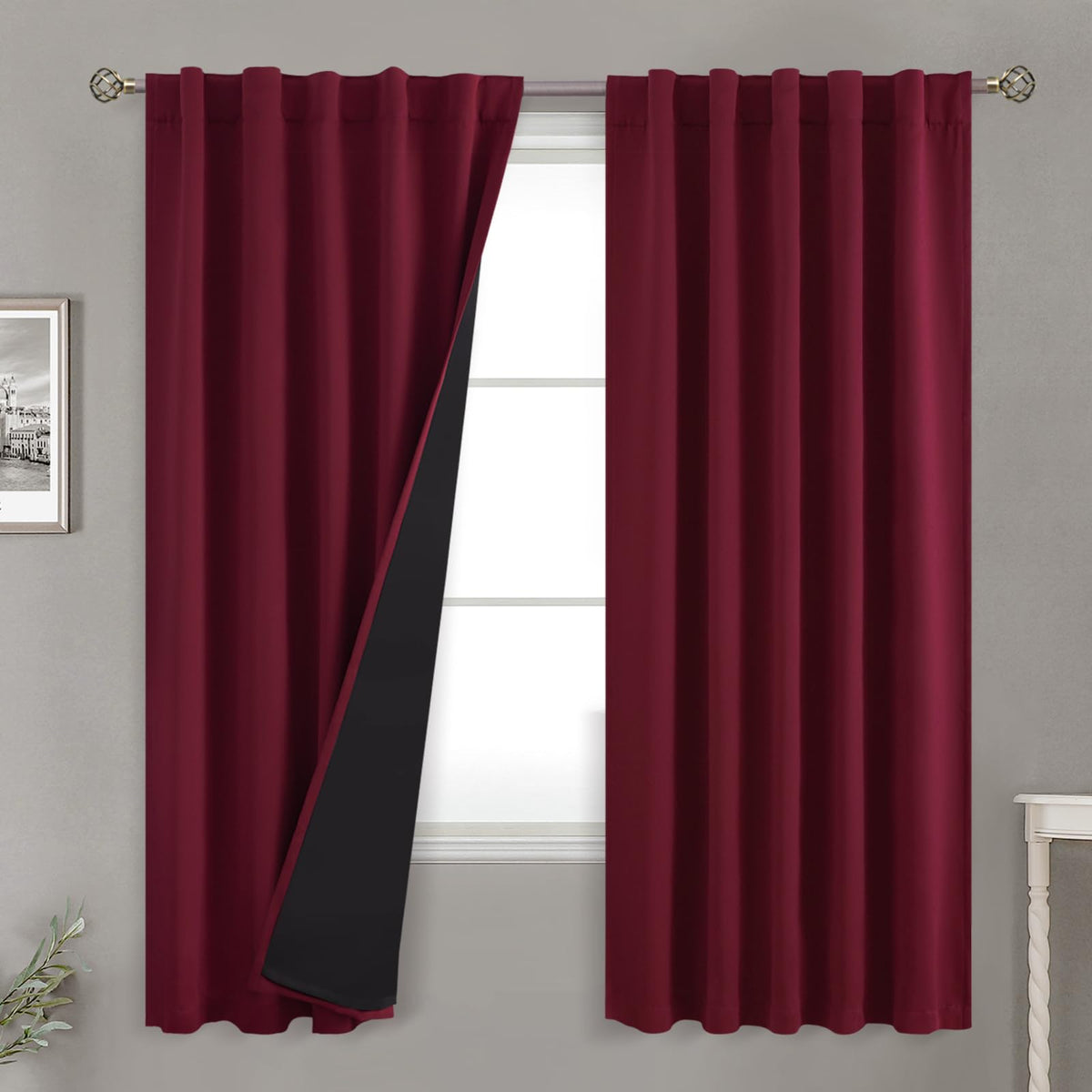 Bgment Full Blackout Curtains With Insulated Lining Curtains 72 Inches Long,Rod Pocket And Back Tab Double Layer Room Darkening