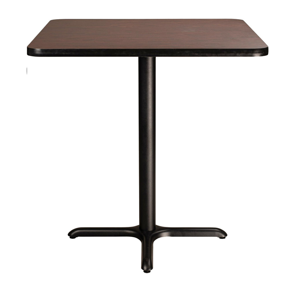 National Public Seating NPS 36" Square Cafe Table with X Base, 36" Height, Particleboard Core/T-Mold, Mahogany Top, Black Frame