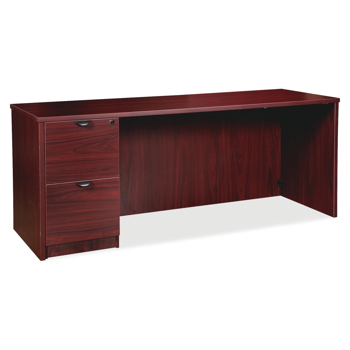 Lorell Prominence 2.0 Mahogany Laminate Left-Pedestal Credenza