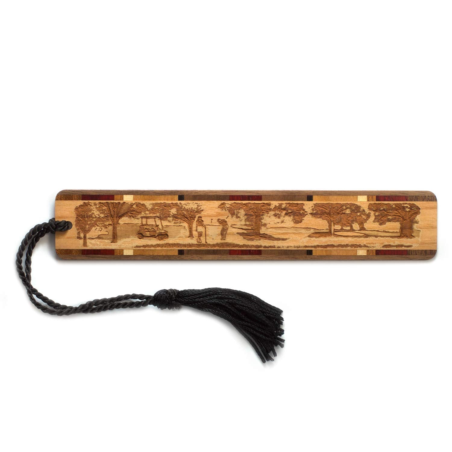 Golfers Couple Golfing Engraved Handmade Wooden Bookmark - Made In Usa