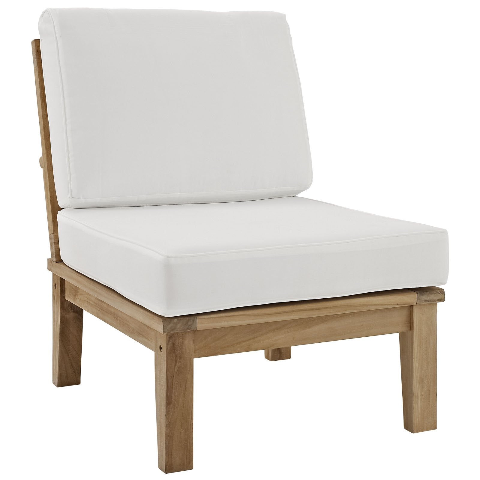 Lexmod Marina 7-Piece Outdoor Patio Teak Sofa Set, Natural White
