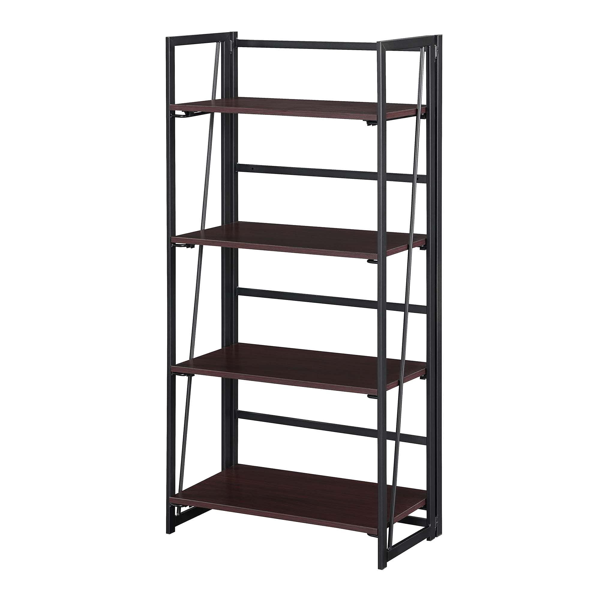 Convenience Concepts Xtra Folding 4-Tier Bookshelf, Espresso/Black