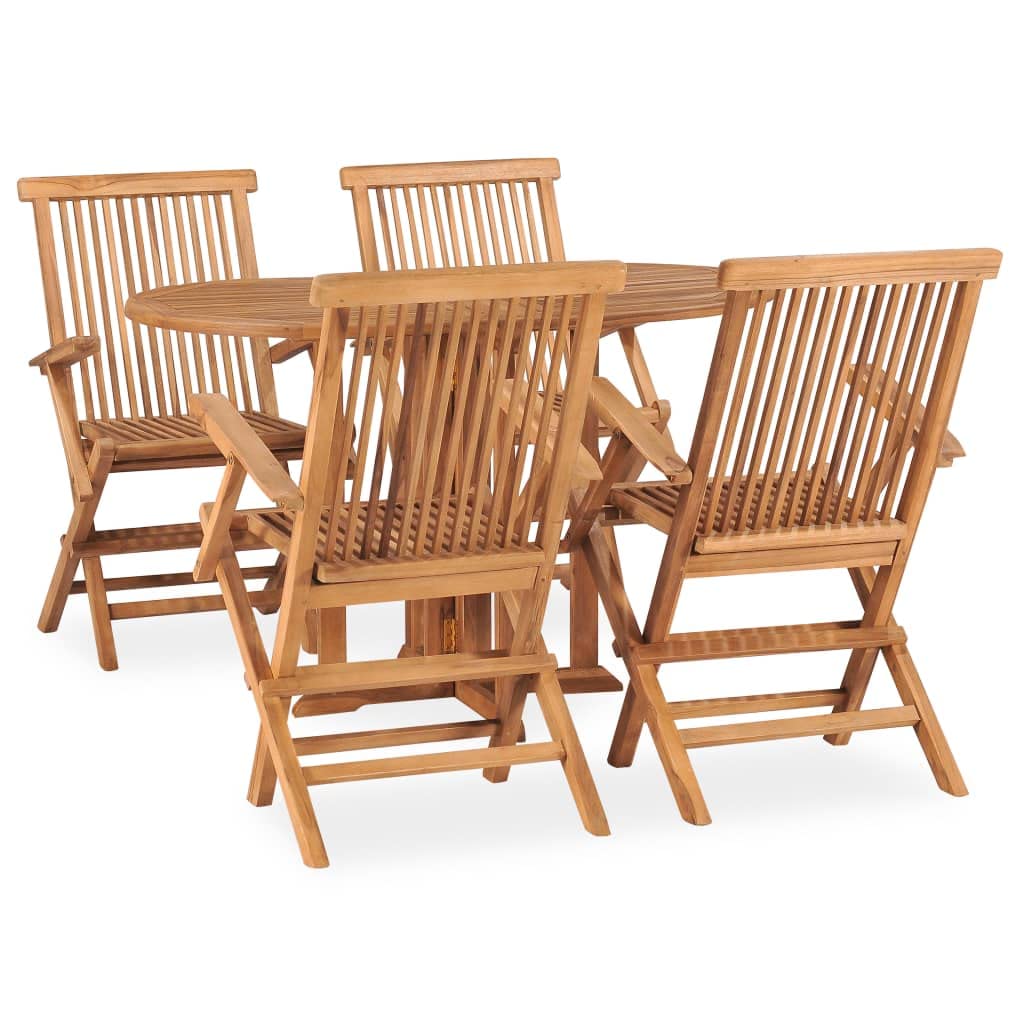 vidaXL Folding Patio Dining Set - Solidly Built with Elegant Teak Wood - Rectangular Table and 4 Chairs - Perfect for Garden, Terrace, Patio - Retro Style