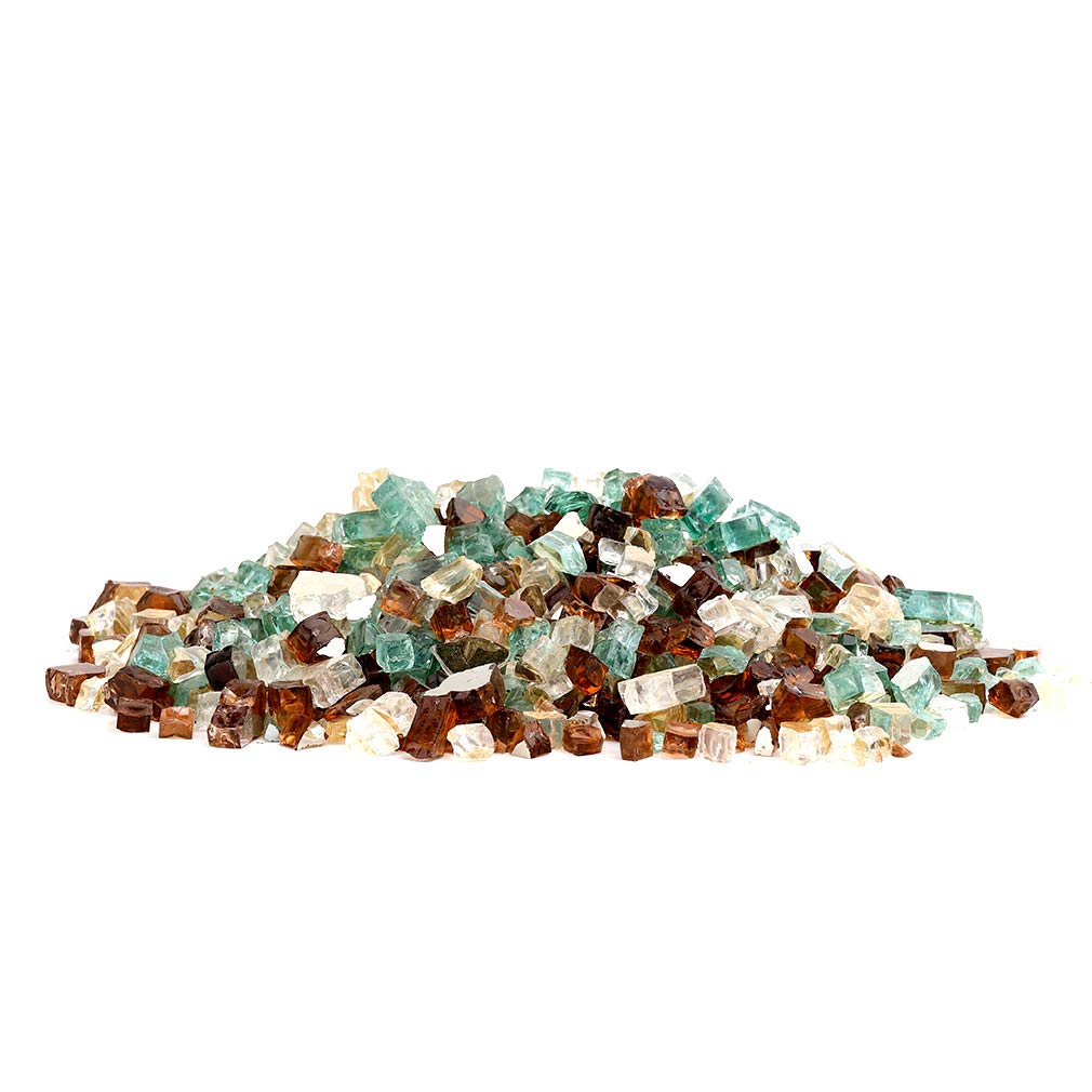 Stanbroil 10-Pound Blended Fire Glass - 1/2 Inch Reflective Tempered Fire Glass Blended Gold, Light Green, Copper Reflective For