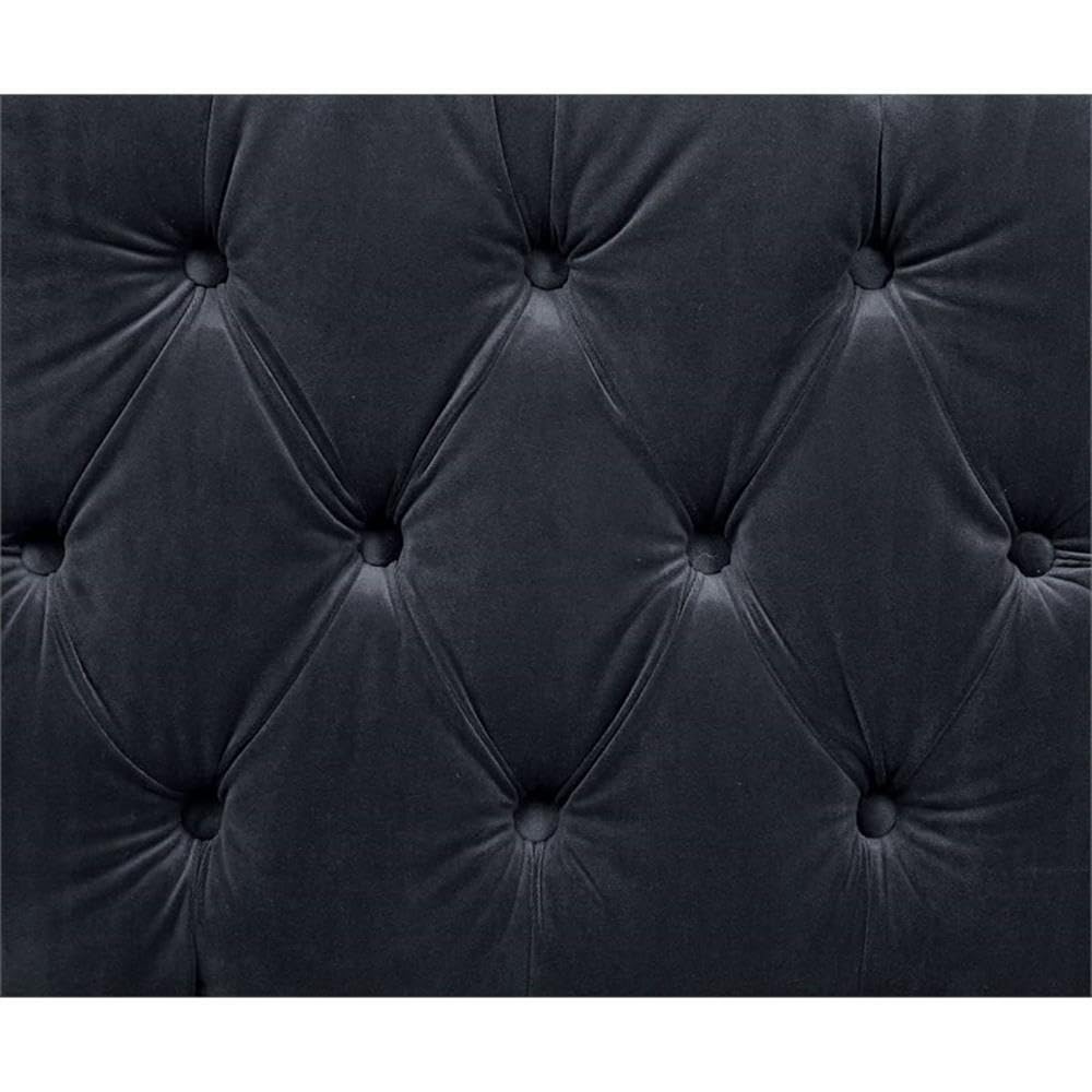 Acme Ansario Button Tufted Velvet Loveseat with Nailhead Trim in Charcoal