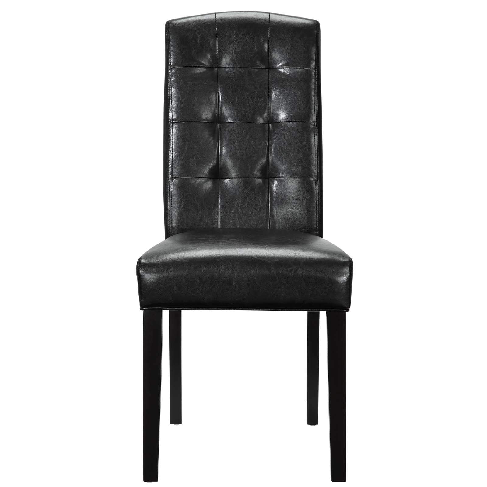 Modway Perdure Modern Tufted Faux Leather Upholstered Parsons Four Dining Chairs In Black