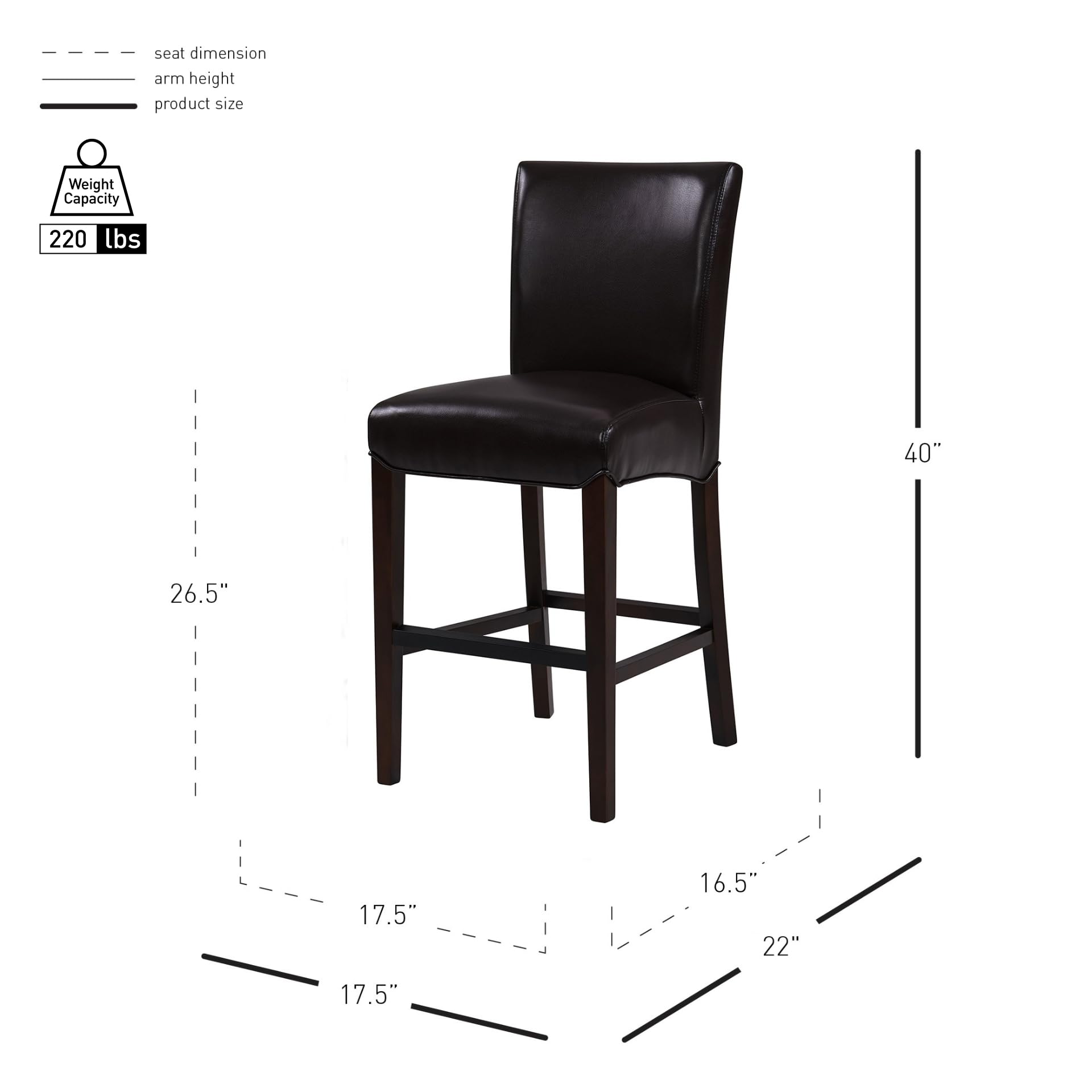 New Pacific Direct Milton Bonded Leather Counter Bar & Counter Stools, Coffee Bean