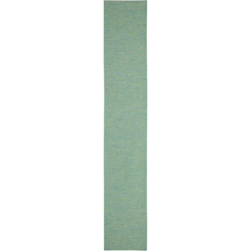 Nourison Positano Indoor/Outdoor Blue/Green 2'2' X 12' Area Rug, Easy Cleaning, Non Shedding, Bed Room, Living Room, Dining Room, Backyard, Deck, Patio (2X12)