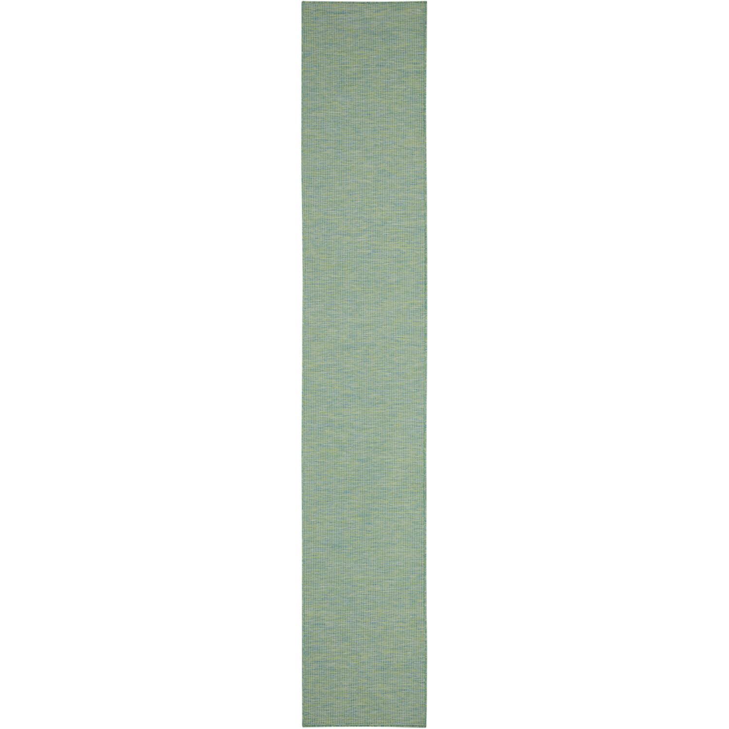 Nourison Positano Indoor/Outdoor Blue/Green 2'2' X 12' Area Rug, Easy Cleaning, Non Shedding, Bed Room, Living Room, Dining Room, Backyard, Deck, Patio (2X12)