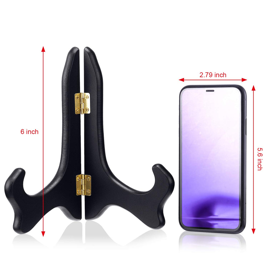 Tatuo 4 Packs Wooden Display Stand Decorative Plate Stands For Display Picture Frame Stand Holder Easels (7 Inch, Black)
