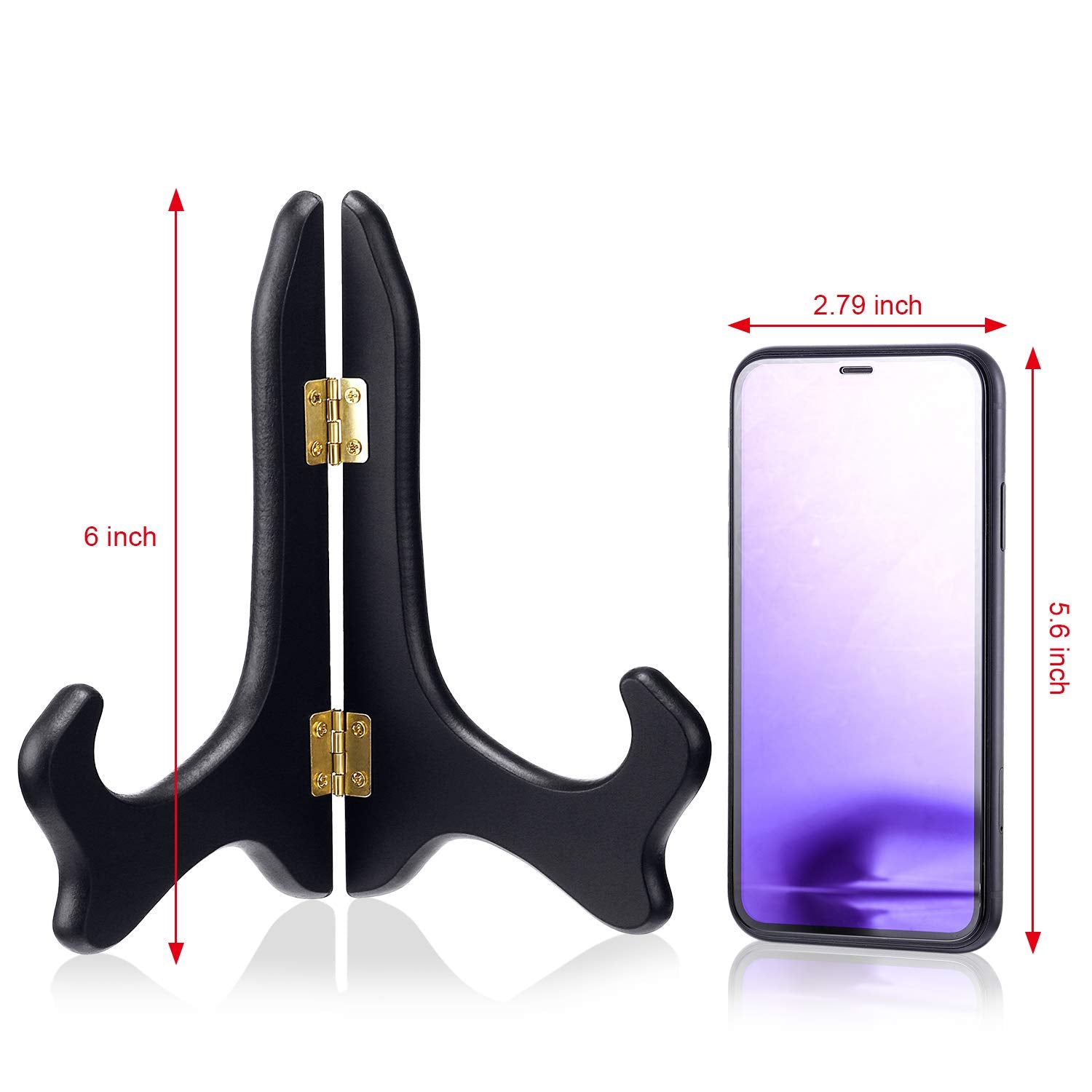 Tatuo 4 Packs Wooden Display Stand Decorative Plate Stands For Display Picture Frame Stand Holder Easels (7 Inch, Black)