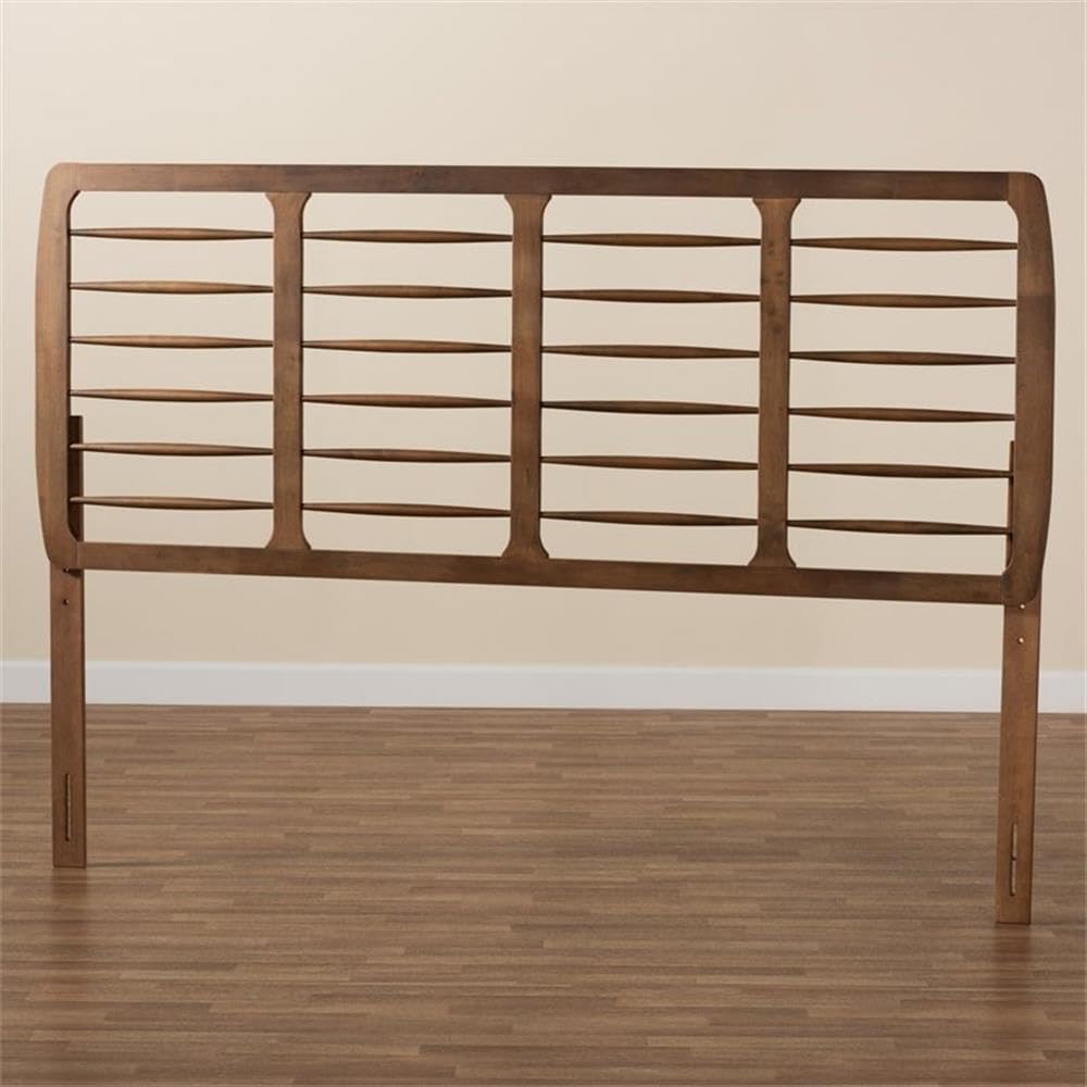 Baxton Studio Carolyn Mid-Century Modern Ash Walnut Finished Wood King Size Headboard