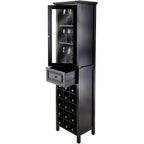 Winsome Burgundy 66.85 x 18.11 x 12.99-Inch Wood 15-Bottle Wine Cabinet, Black (20667)