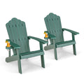 Oralner Outdoor Adirondack Chair With Cup Holder, Plastic Resin Outdoor Deck Chair, 380 Lbs Capacity, For Patio, Backyard, Porch, Balcony, Poolside, Garden, Lawn, Firepit (2, Green)