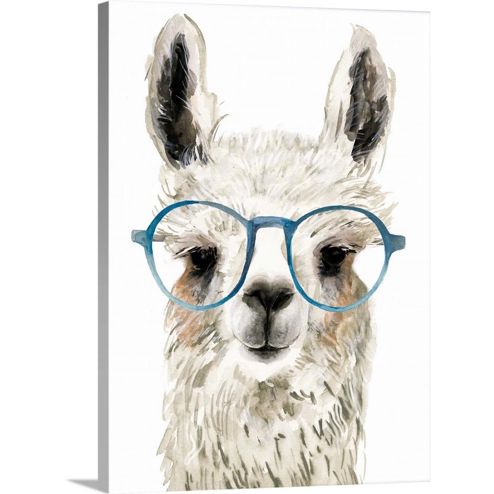 CANVAS ON DEMAND Hip Llama II Canvas Wall Art Print by Victoria Borges, Contemporary, Home Decor, Wildlife, Alpaca Artwork, 36  