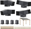 Pergola Kit, 15 And 75 3-Way Slanted Pergola Bracket Set, Powder-Coated Pergola Brackets 4' X 4' (Actual: 3.5X3.5 Inch), Pergo