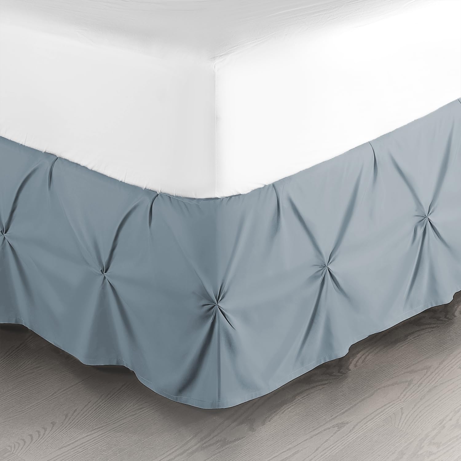 Nestl Stone Blue Bed Skirt Queen Size, Pinch Pleat Queen Bed Skirt, 14' Inch Drop Queen Bedskirt, Hotel Quality Stone Blue Bed Skirts, Microfiber Bedskirt For Queen Bed, Stone Blue Queen Bed Skirt