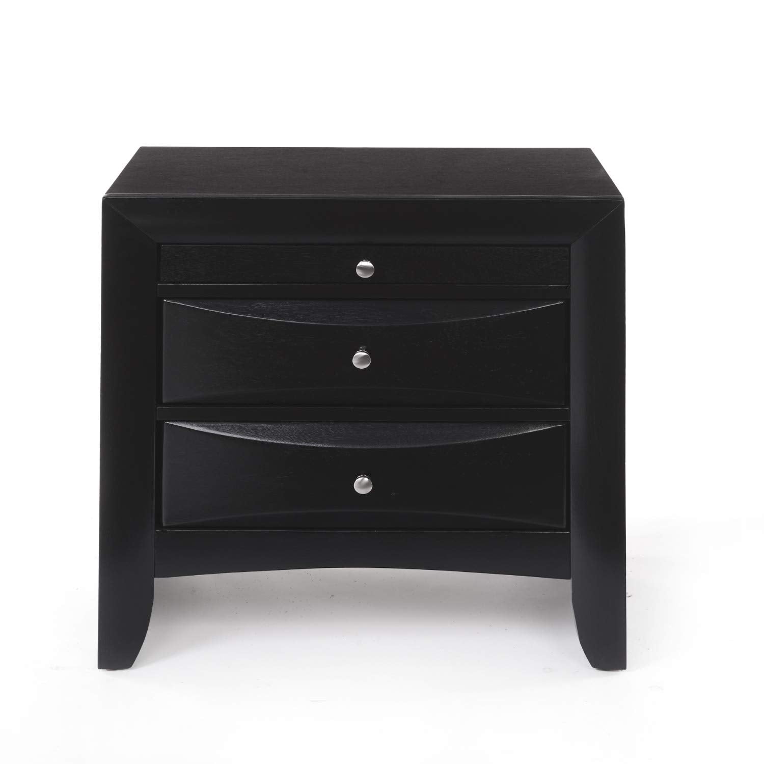 Benzara Wooden Nightstand With Two Drawer, Black
