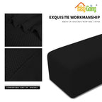 Easy-Going Stretch Ottoman Cover Folding Storage Stool Furniture Protector Soft Rectangle Slipcover With Elastic Bottom(Ottoman Small,Black)