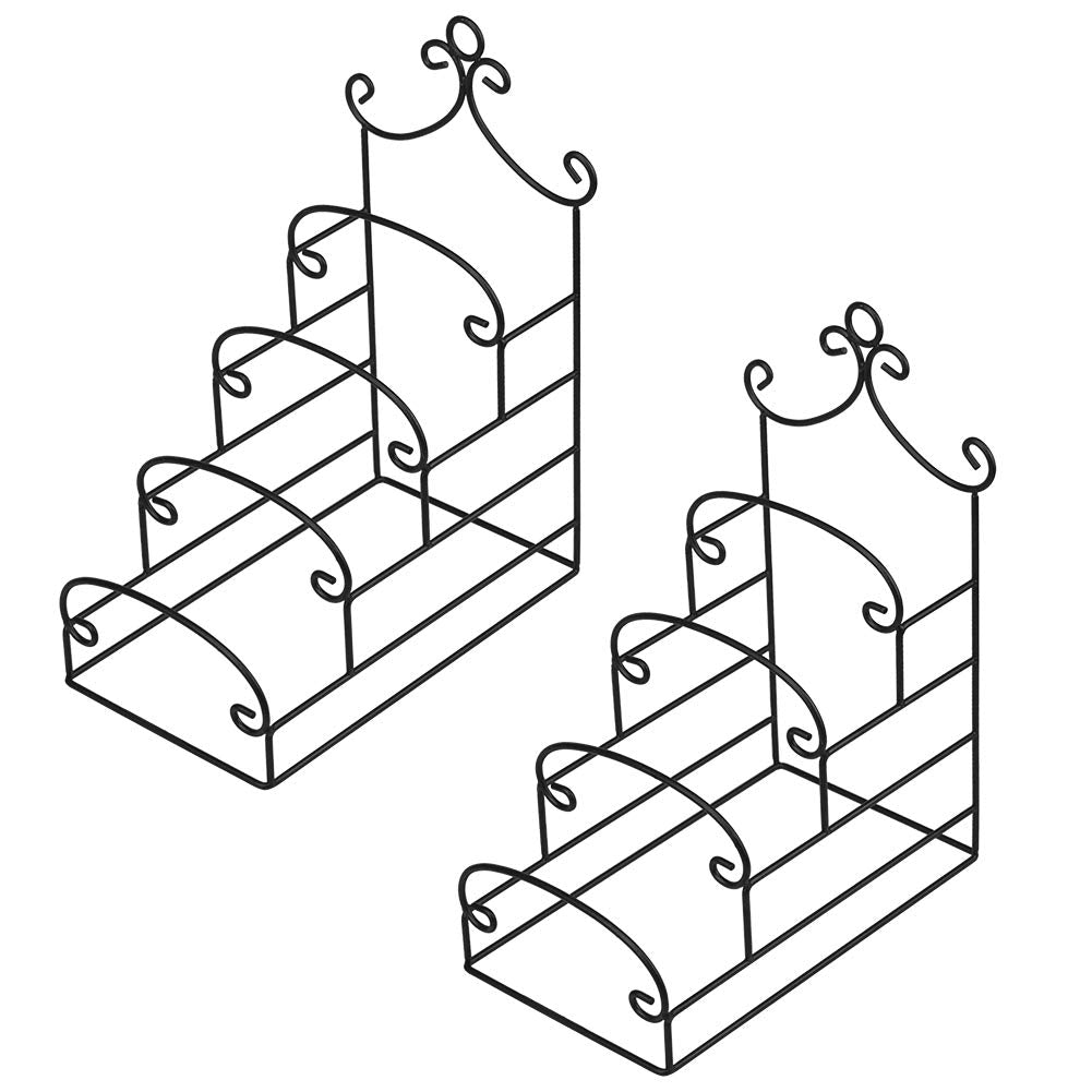 Artliving 4-Tier Metal Scrollwork Dish Rack Plate Rack Display Stand Holder Cabinet Organizer Set of 2