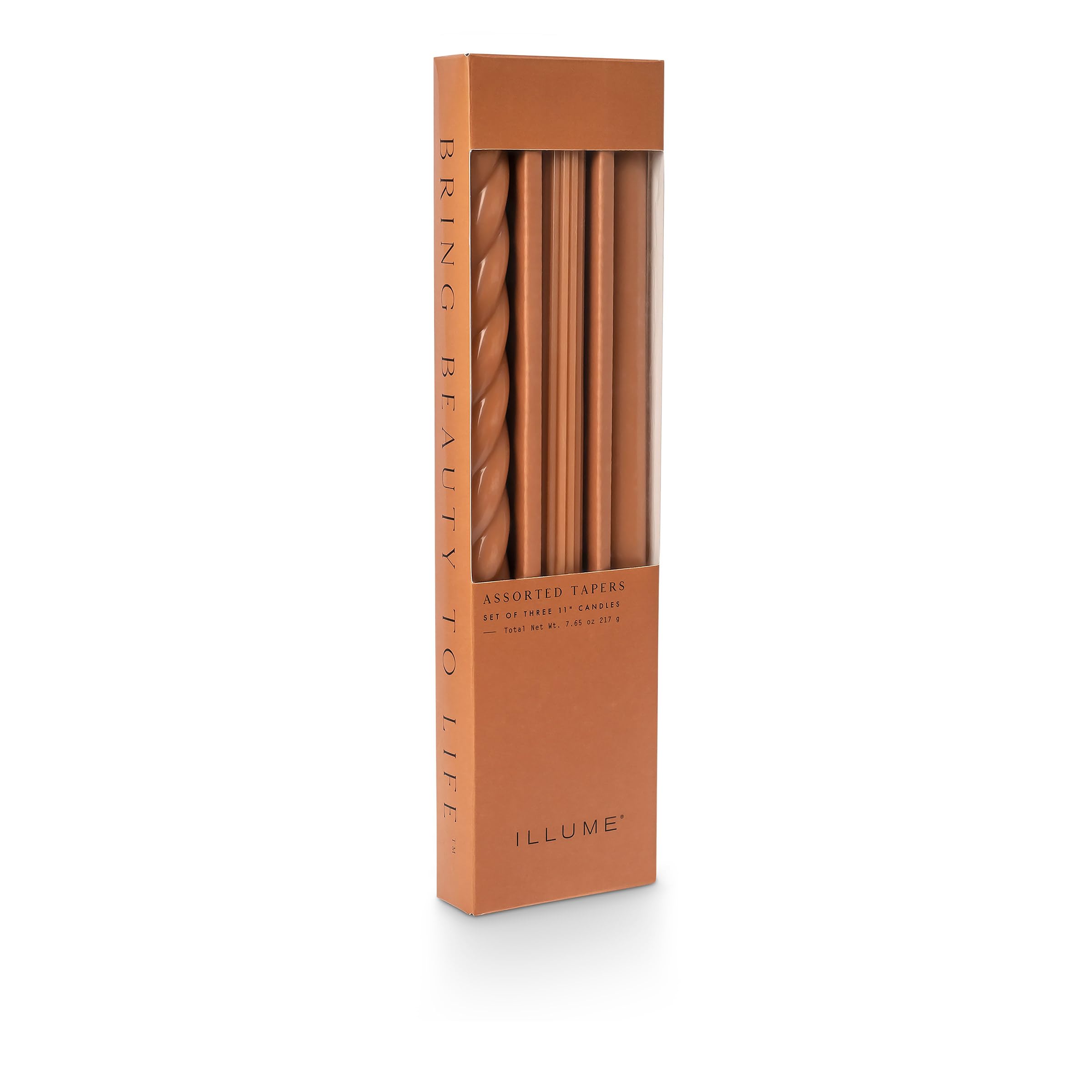 ILLUME Beautifully Done Unscented Assorted Candle Tapers 3-Pack, Terracotta
