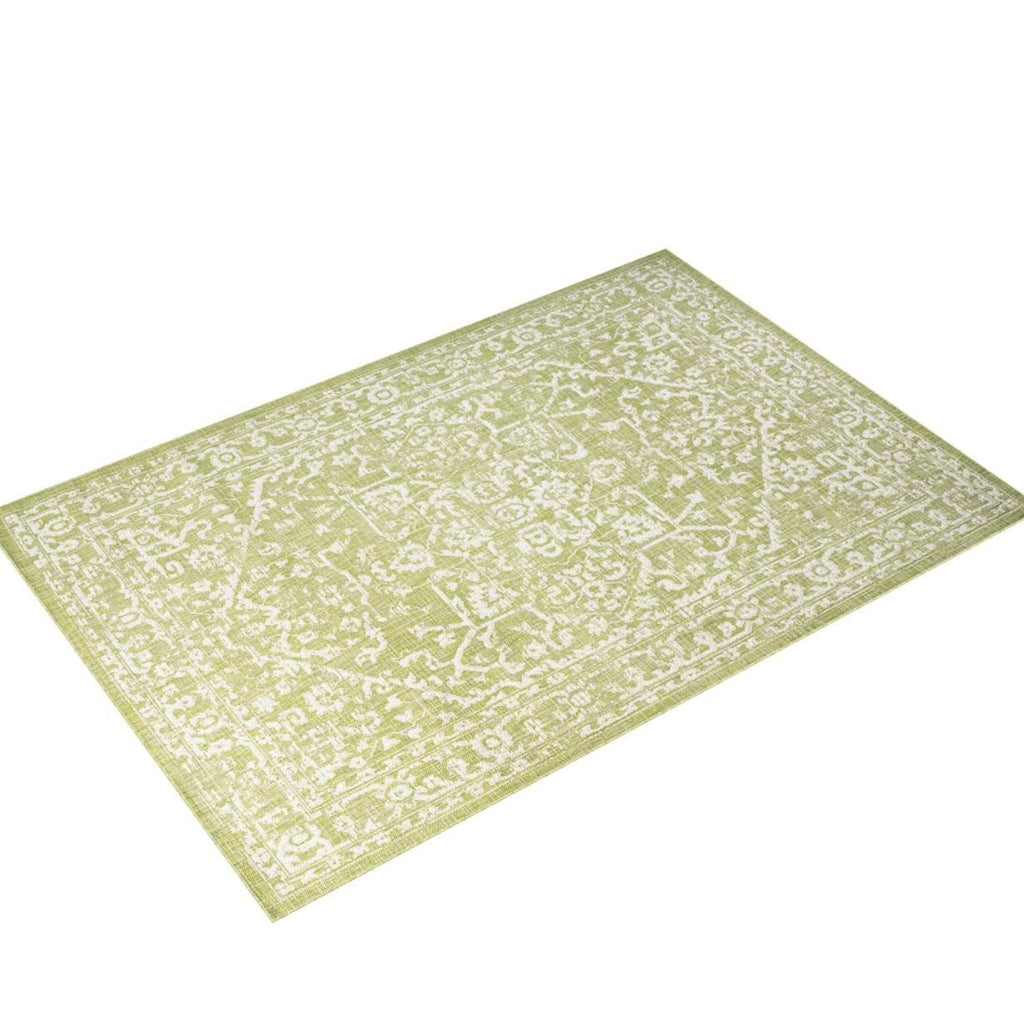 Jonathan Y Smb104D-9 Malta Bohemian Medallion Textured Weave Indoor Outdoor Area-Rug, Coastal, Traditional, Transitional Easy-Cleaning,Bedroom,Kitchen,Backyard,Patio,Non Shedding, Green/Cream, 9 X 12