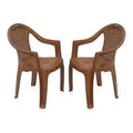 Nilkamal Plastic Chair For Living Room With Arm |Set Of 2 | 3 Year Warranty | For Home, Living Room, Outdoor | Pear Wood Colour 