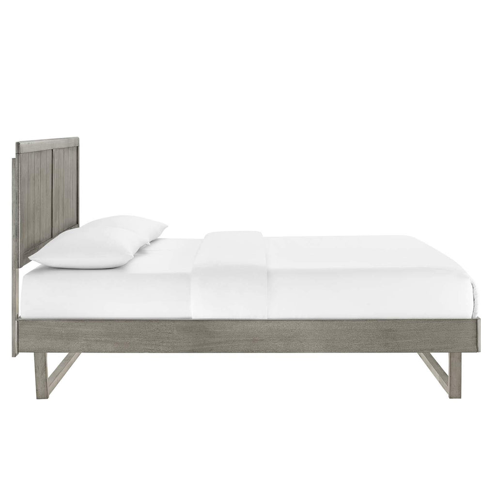 Modway Alana Wood Queen Platform Bed In Gray With Angular Frame