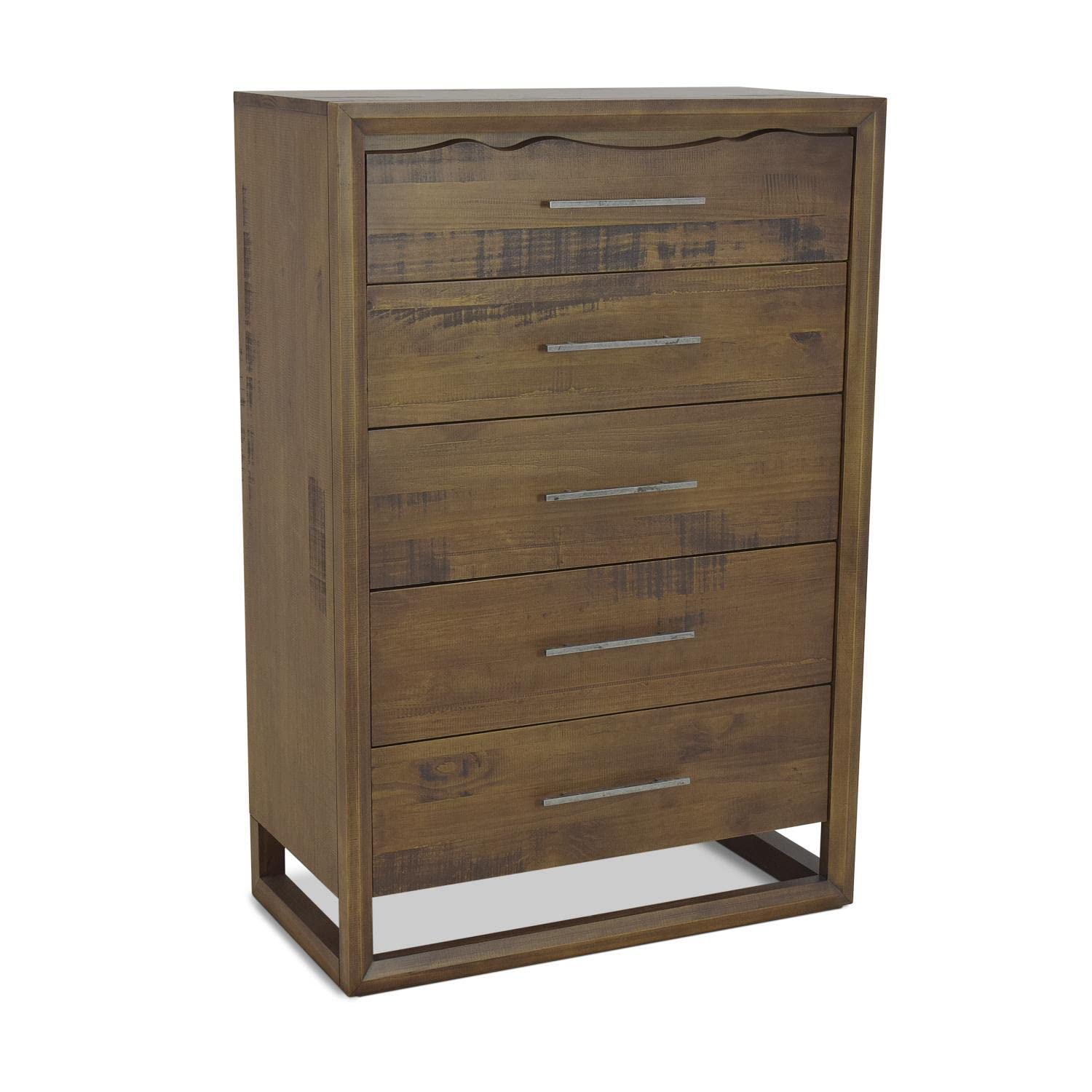 Steve Silver Solid Brazilian Pine 5-Drawer, Kiln-Dried, Durable, Mocha Finish, Rustic Modern Design, Brown Chest, 34.63 x 51.25 x 17.48