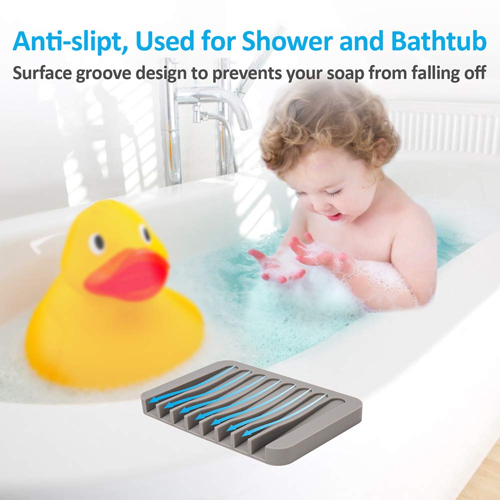 2Pcs Mcyye Self Draining Soap Dishes, Premium Silicone Soap Holder & Saver For Shower, Bathroom, Kitchen, Bath Tub, Razor, Spong