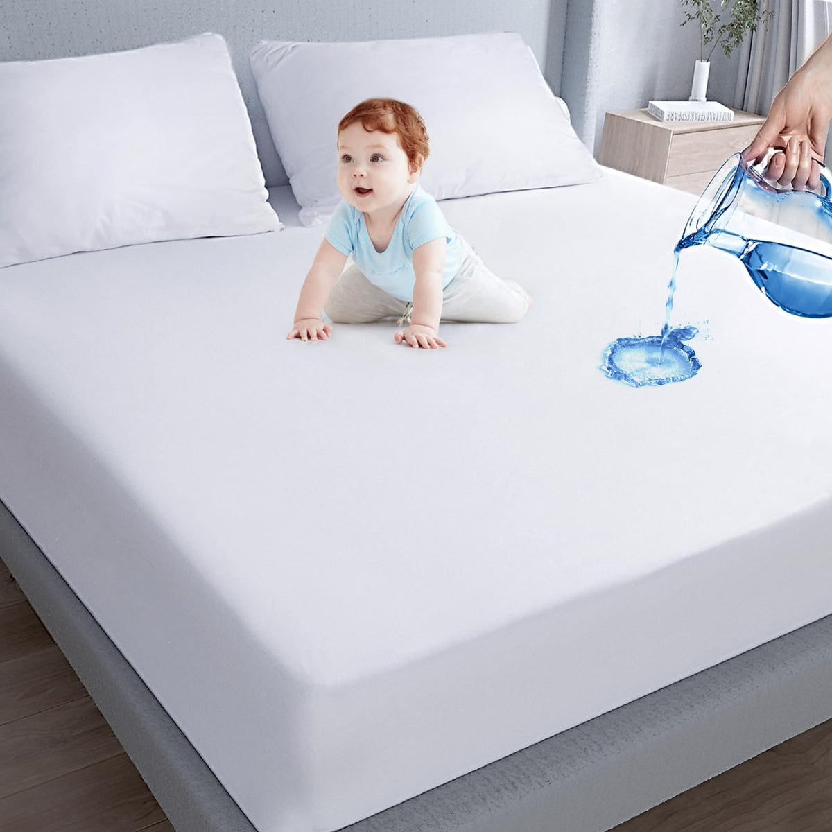 Waterproof Mattress Protector King Size,Mattress Cover Protector, Smooth Top Mattress Protector For Kids, Breathable Skin Friend