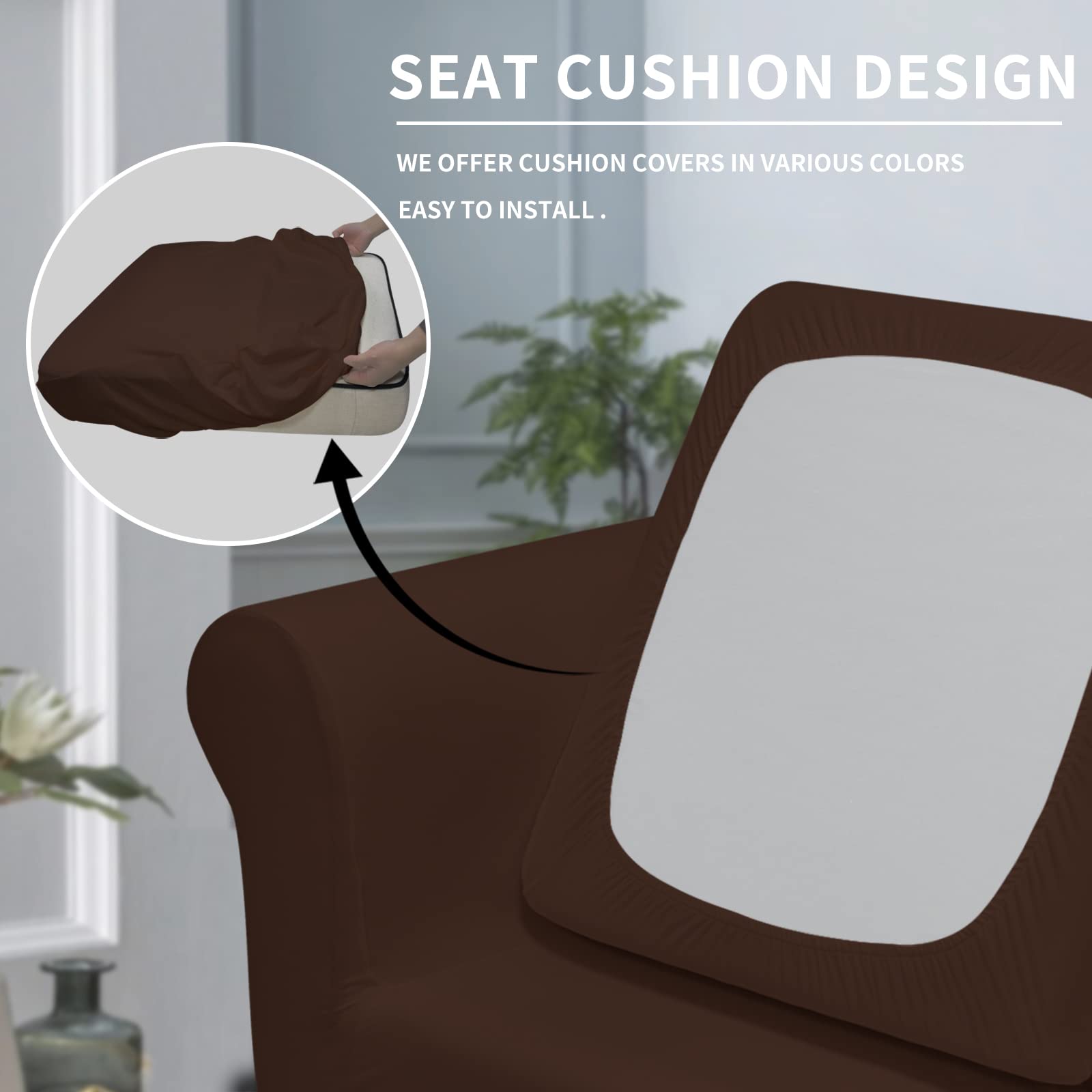 Easy-Going 2 Pieces Microfiber Stretch Chair Slipcover - Spandex Soft Fitted Sofa Couch Cover Washable Furniture Protector With Elastic Bottom Kids Pet Coffee