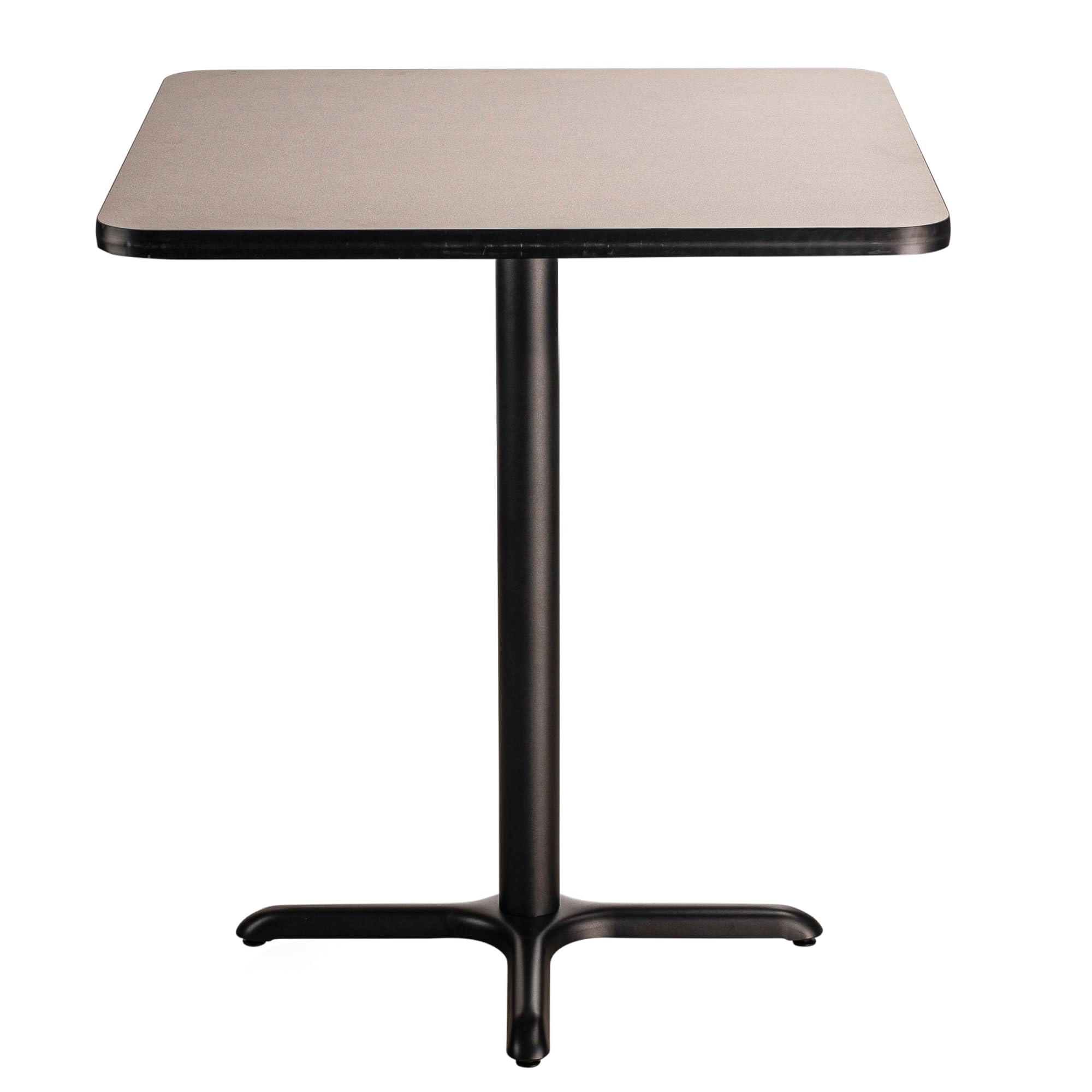 National Public Seating NPS 36&quot; Square Cafe Table with X Base, 42&quot; Height, Particleboard Core/T-Mold, Grey Nebula Top, Black Frame
